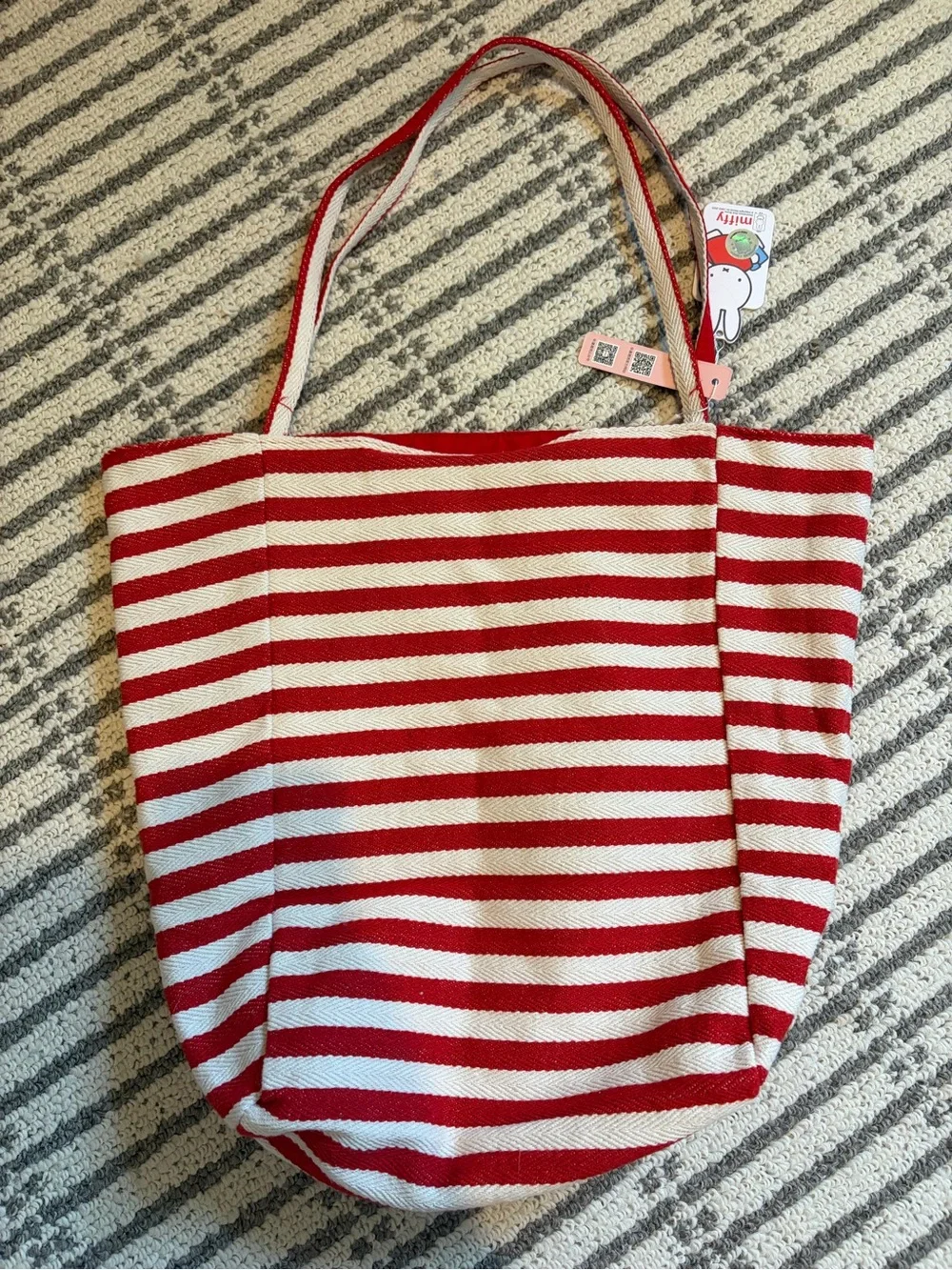 NWT Miffy Red and White Striped Tote Bag - Picture 3 of 7